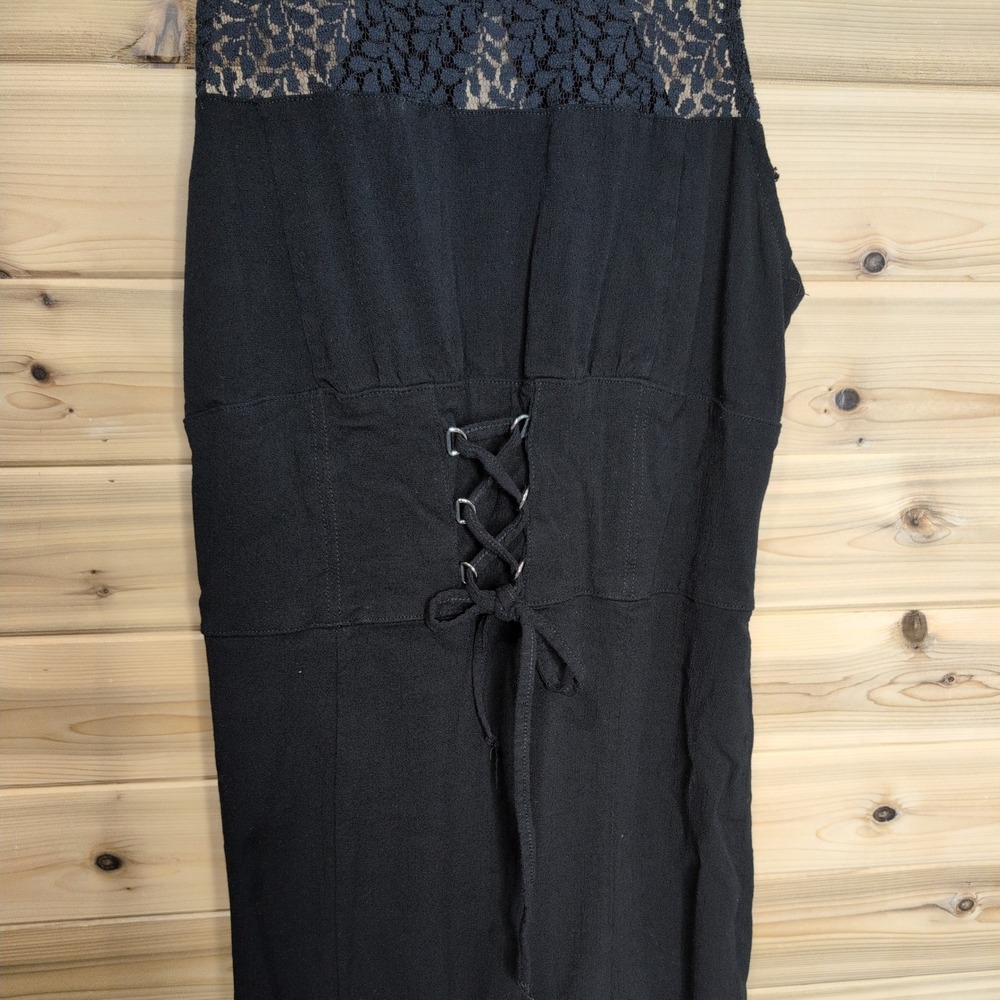 Intimately Free People Black Lace Mock Neck Corset Mini Dress Open Back Medium - Picture 2 of 11
